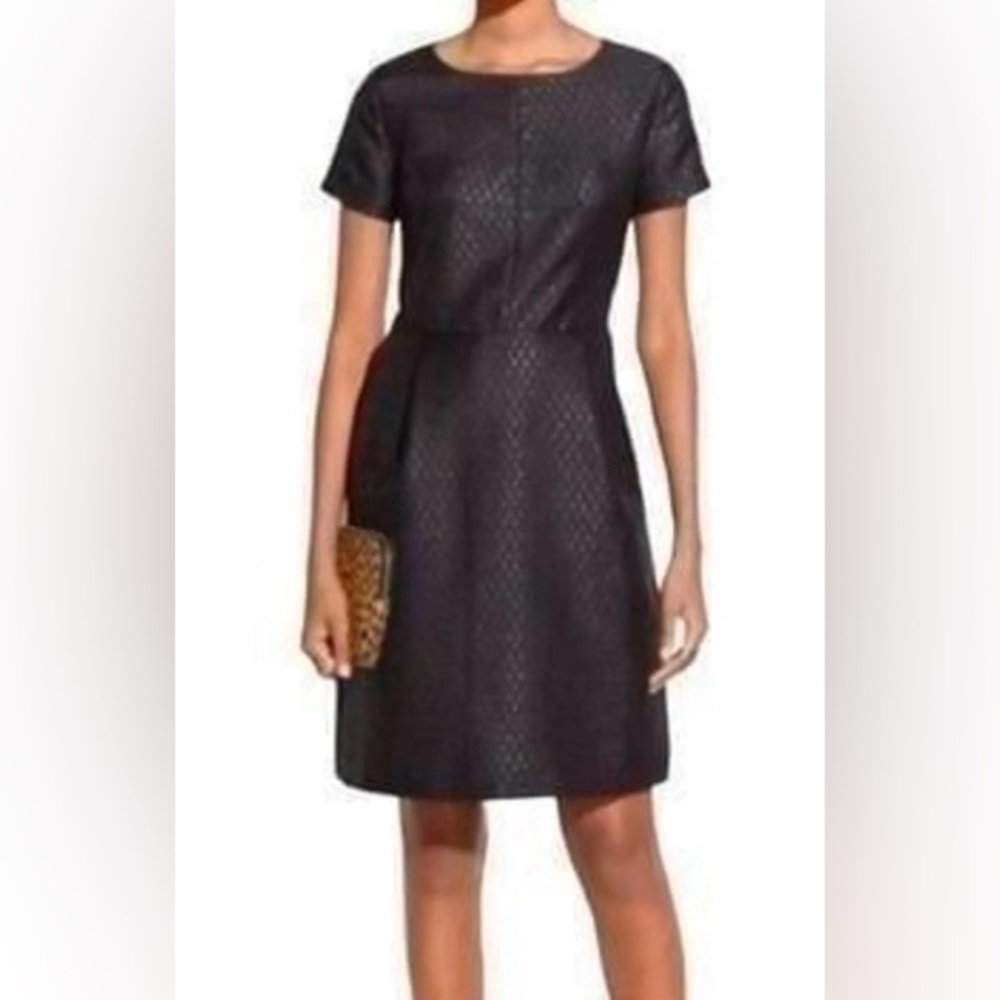 Madewell Black Diamond Metallic Short Sleeve Fitted Dress 0
